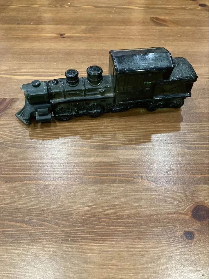 Vintage Green Glass Train Engine Bottle image indicator(2)