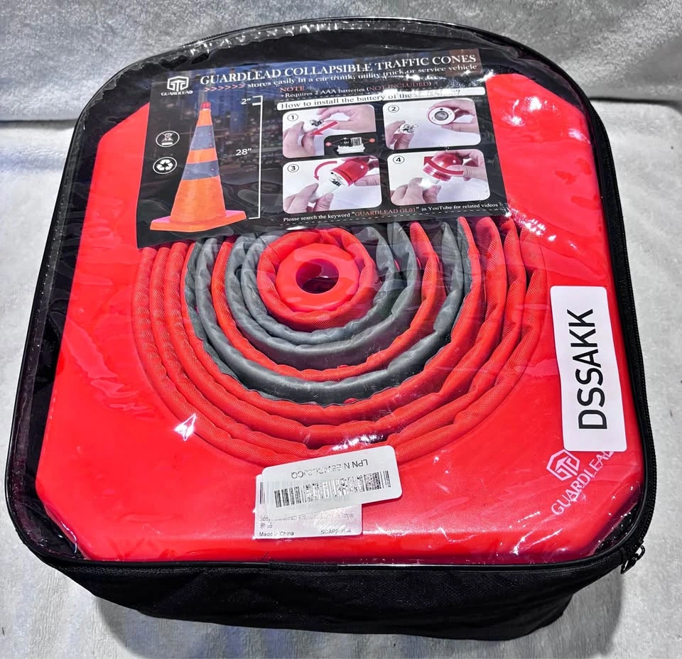 Guardlead Collapsible 28-Inch Traffic Cone Pack with LED