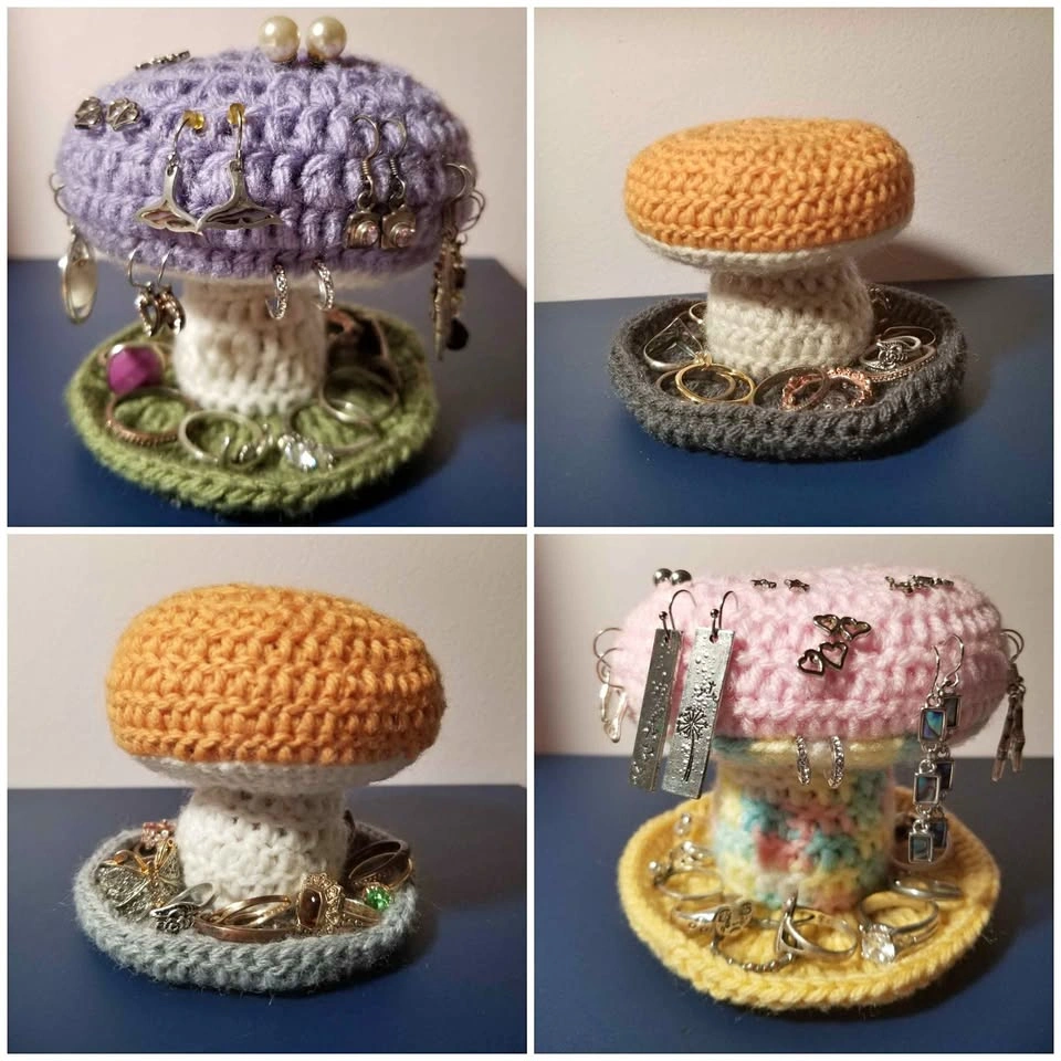 Mushroom Jewelry Holders $5 Each crochet