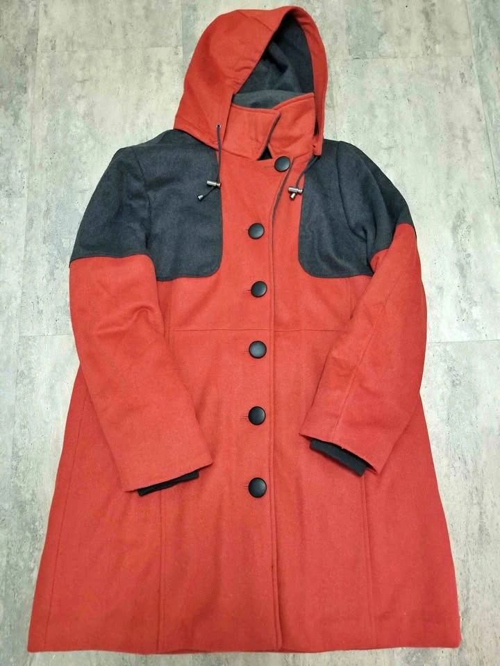 XL Red - Orange Women's Felt Coat