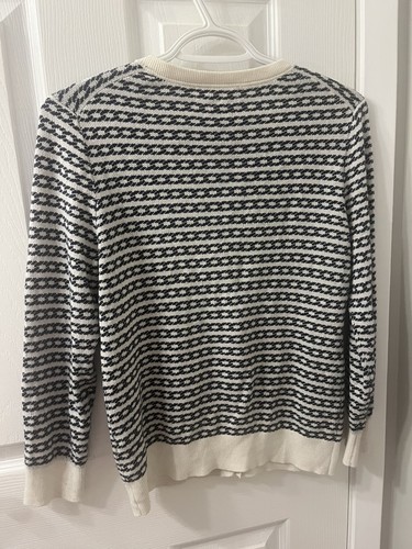 Banana Republic Silk Blend Jacquard Cardigan Navy Cream Size M - photo 2