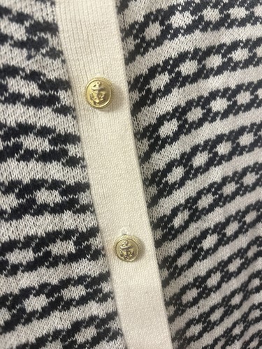 Banana Republic Silk Blend Jacquard Cardigan Navy Cream Size M - photo 4