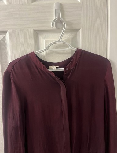 Wilfred Aritzia 100% Silk Burgundy Shirt Dress Tunic Size L - photo 3