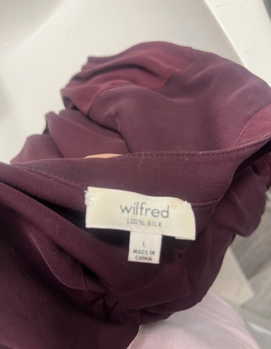 Wilfred Aritzia 100% Silk Burgundy Shirt Dress Tunic Size L - photo 4