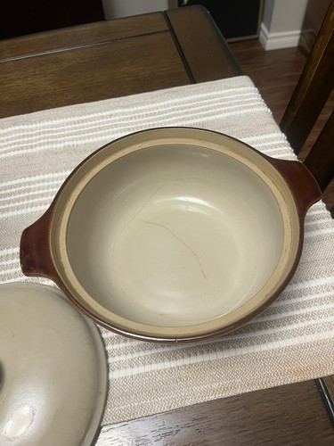 Vintage Denby Stoneware 2.5 Pint Lidded Casserole Dish Brown Mad - photo 3