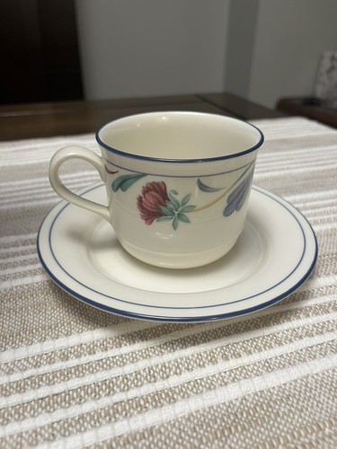 Lenox Chinastone Poppies on Blue 4 Cup & Saucer Sets 8 Pc - photo 2