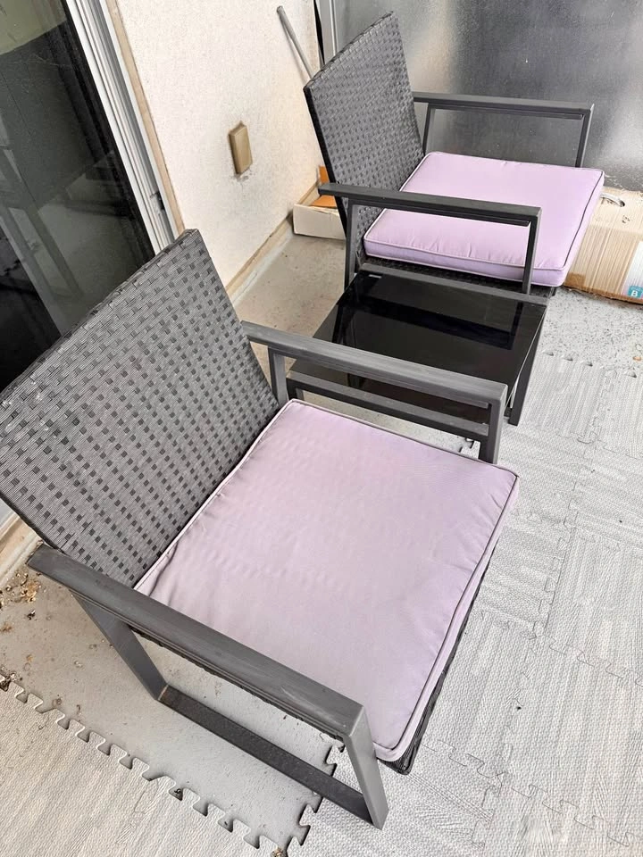 3-Piece Wicker Patio Set with Glass Top Table