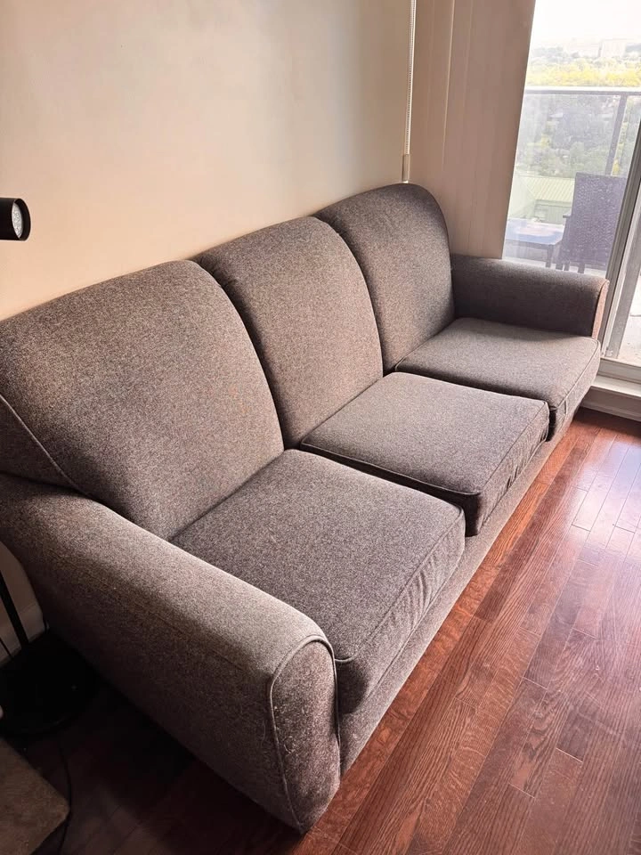 Grey Textured 3-Seat Sofa