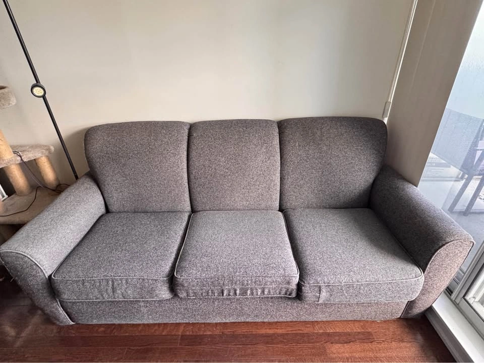 Grey Textured 3-Seat Sofa - photo 2