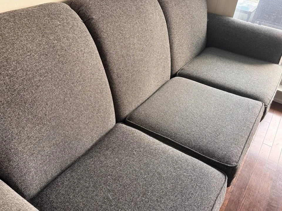 Grey Textured 3-Seat Sofa - photo 3