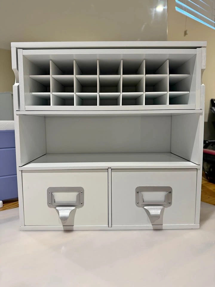 White Wooden Desk Organizer with Drawers