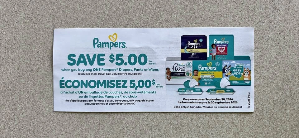 Pampers $5.00 Manufacturer Coupon