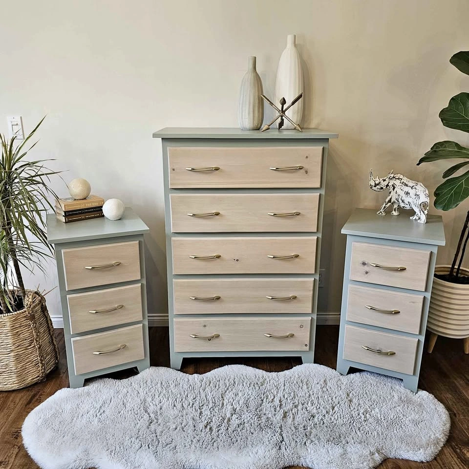 Refinished Solid Wood Dresser and Nightstands Set