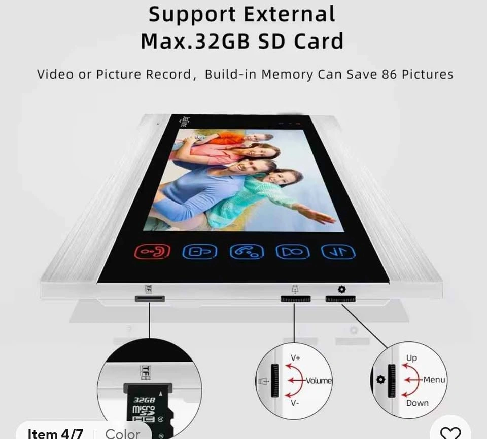 Jeatone 7 Inch Touch Button Monitor 1200TVL Video Intercom - photo 4