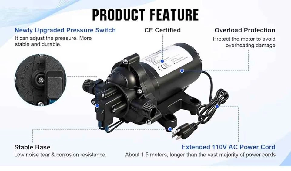 ECO-WORTHY 33 Series Diaphragm Water Pressure Pump 110V AC - photo 3
