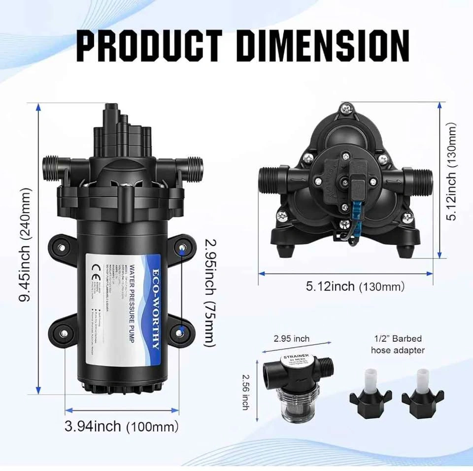 ECO-WORTHY 33 Series Diaphragm Water Pressure Pump 110V AC - photo 5