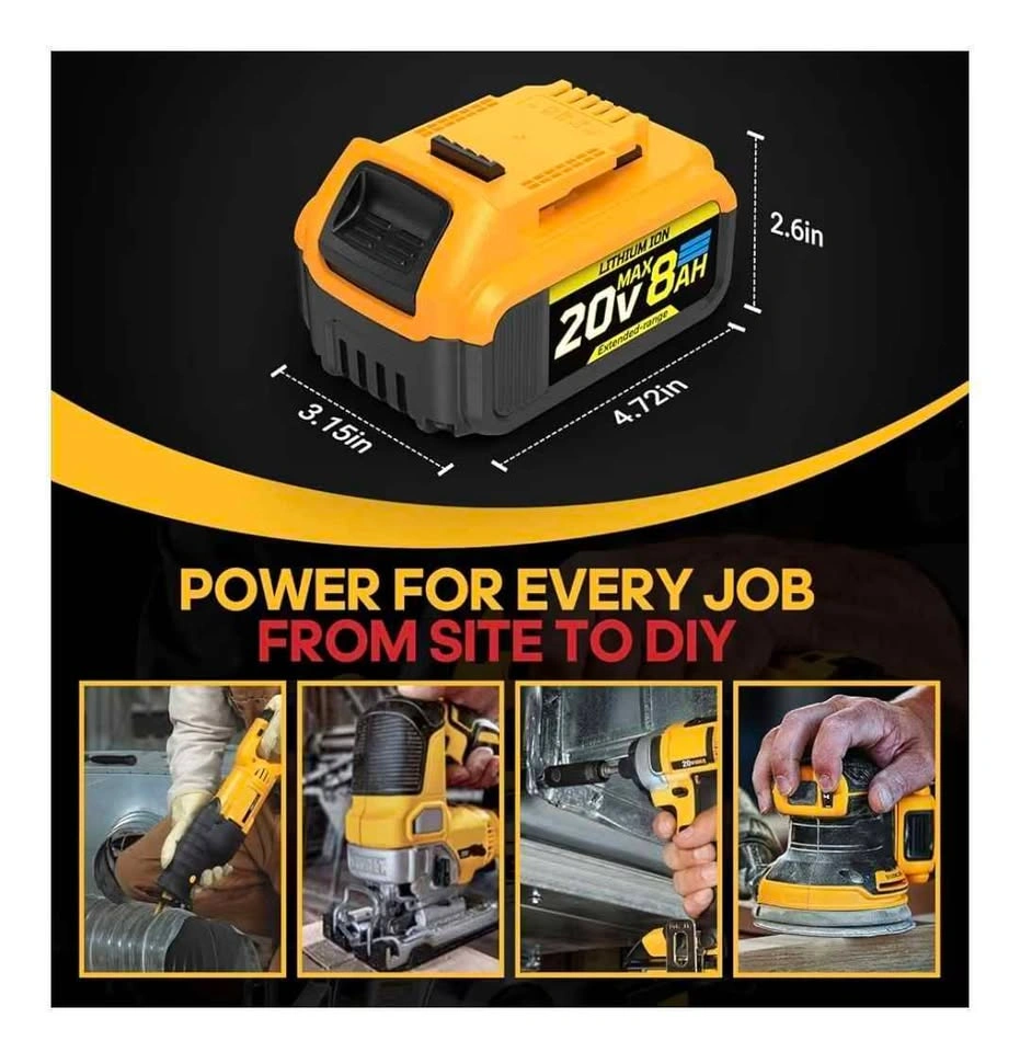 8Ah Replacement Battery Compatible with Dewalt 20V Max - photo 2