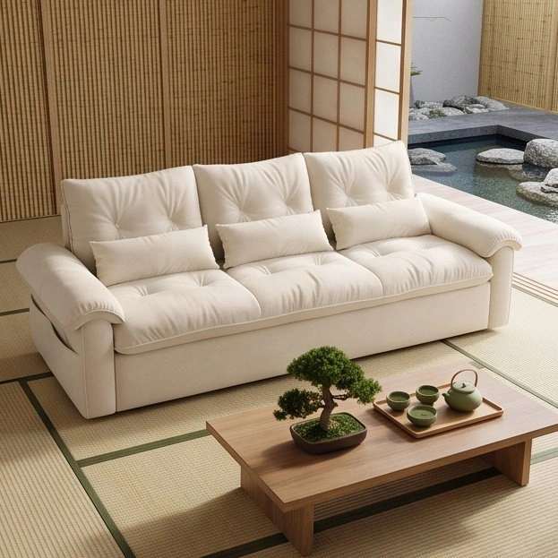 C5341 Cream Tufted Sofa – Modern Nordic Living Room Couch - photo 2