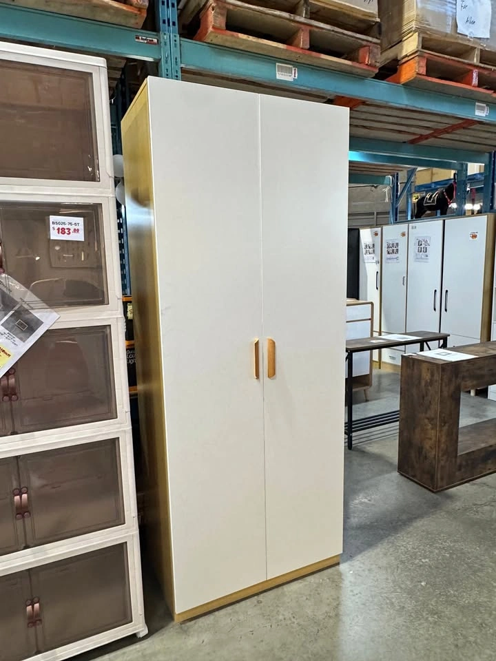 Modern Wooden Wardrobe with Hanging Rod & Shelves From $220