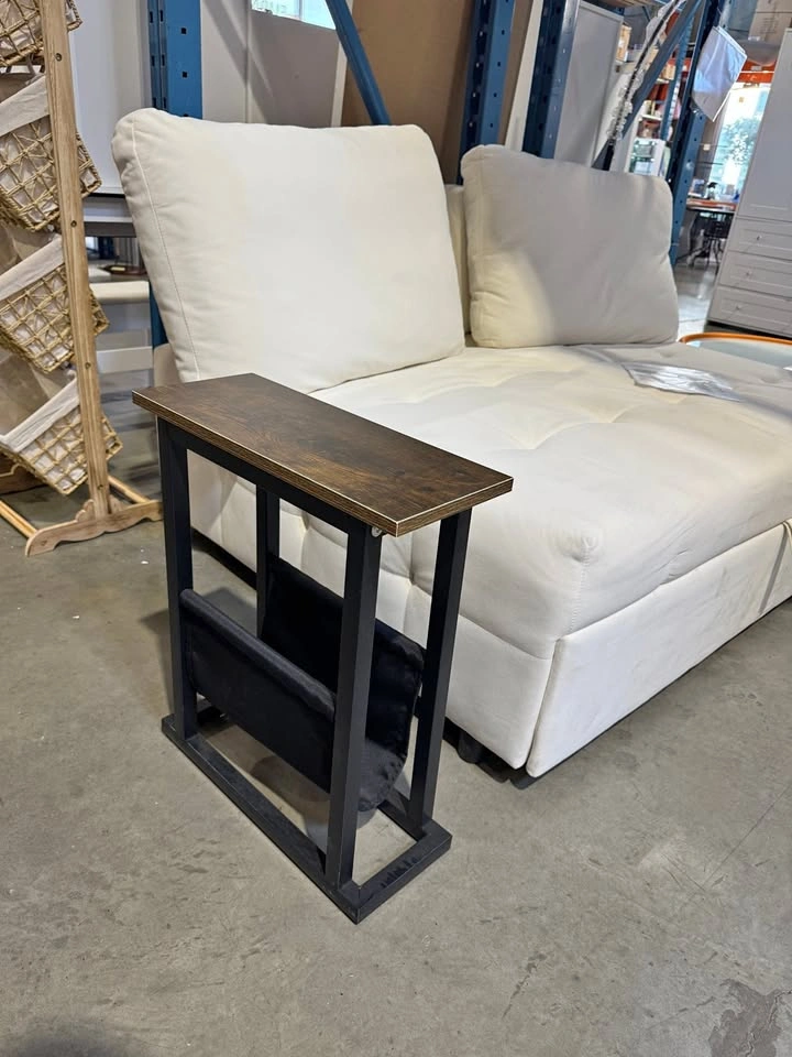 C5322 EDB043 Slim Industrial End Table with Magazine Storage