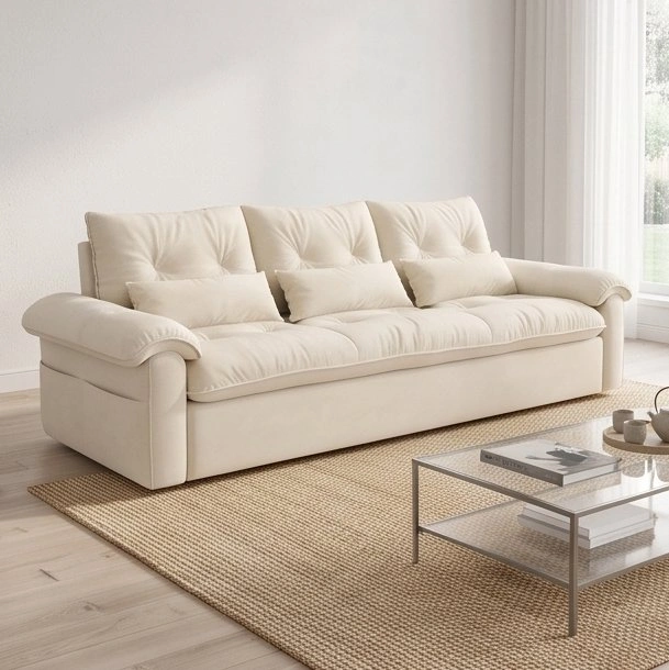 Minimalist Cream Fabric Sofa – Cozy Modern Seating - photo 2