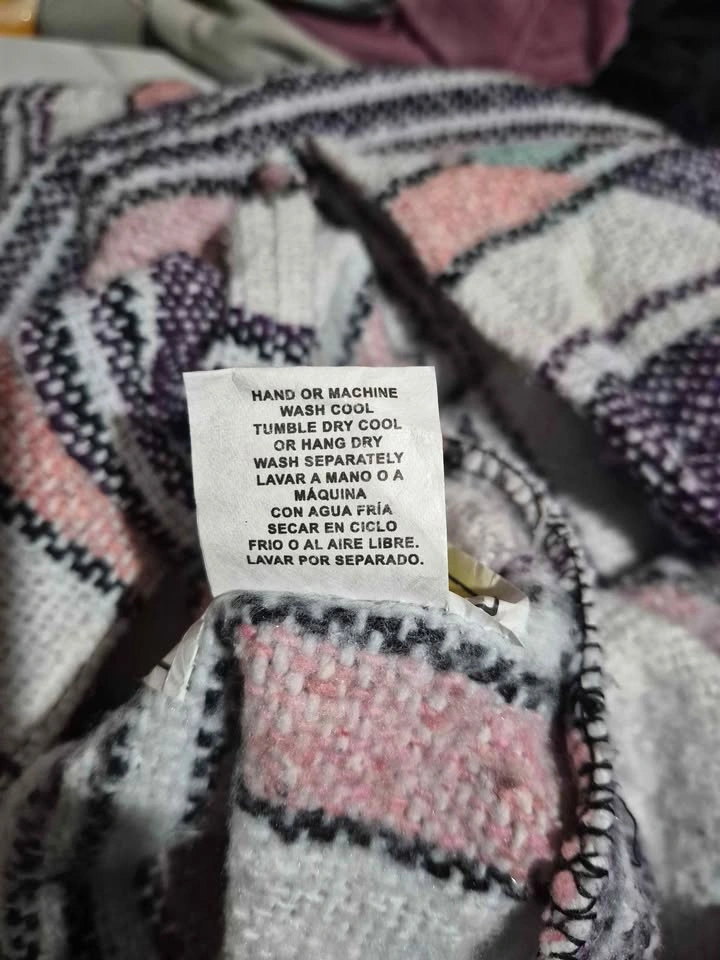 Iguana Jack Baja Hoodie Rug Pastel Striped Mexican Pullover M - photo 4