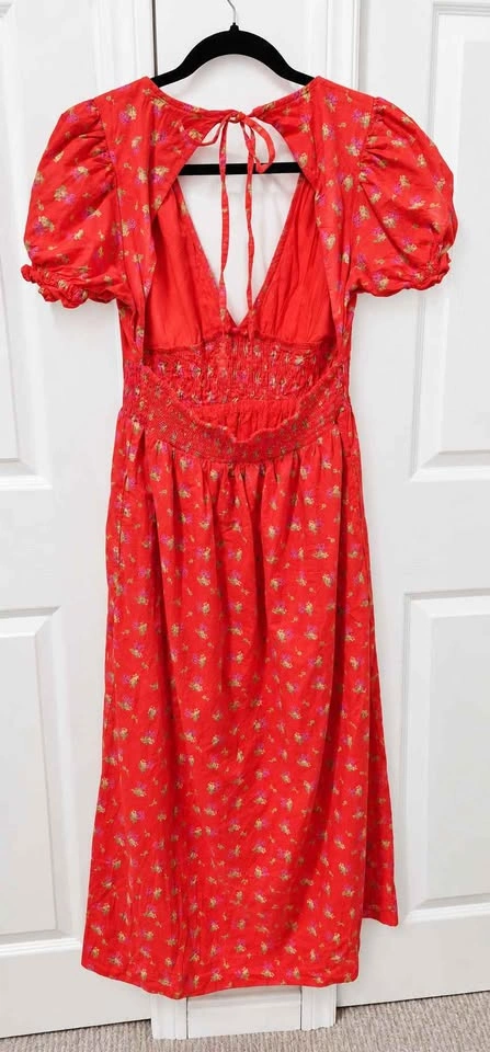 Urban Outfitters Liliana Cherry Print Open Back Pocket Dress M - photo 2