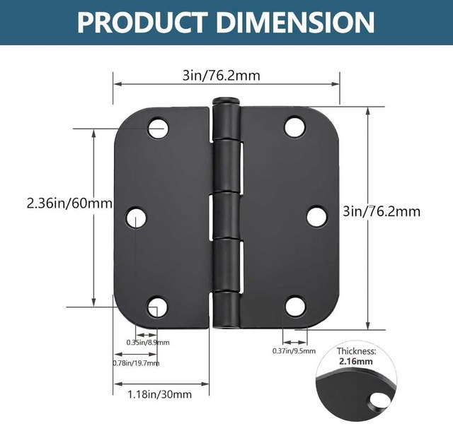 Allucky 40 Pack Matte Black Door Hinges 3x3 Inch - photo 4