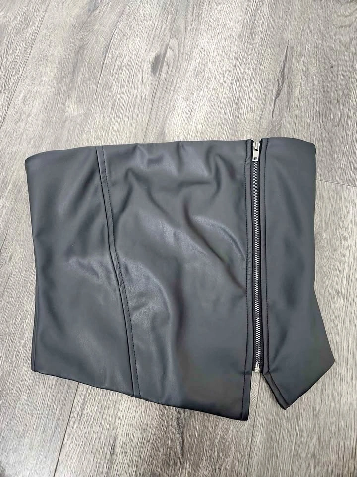 Forever 21 Faux Leather Asymmetric Zip Tube Top NWT