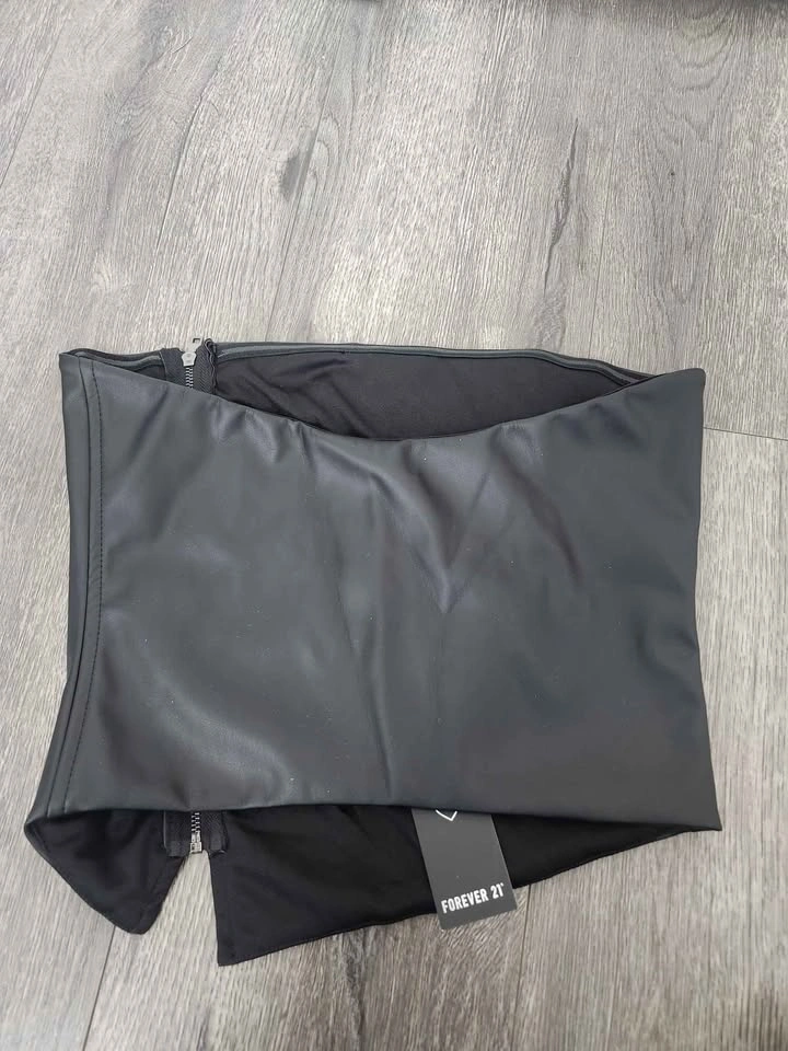 Forever 21 Faux Leather Asymmetric Zip Tube Top NWT - photo 2