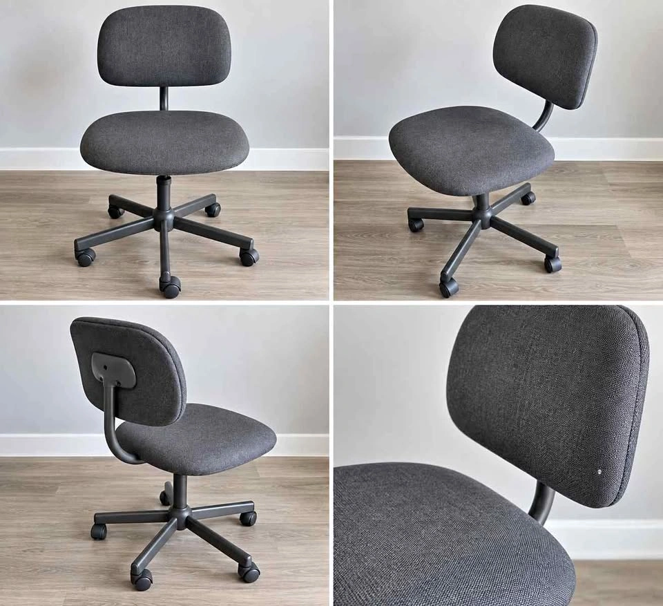 Modern Gray Office Chair - Padded Seat & Back - Excellent Condit
