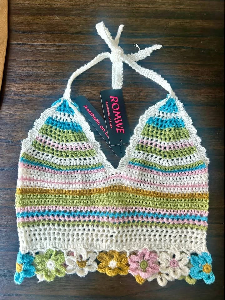 Crochet Floral Halter Top – Brand New with Tags
