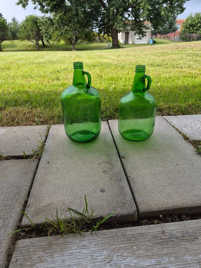 Green wine jugs