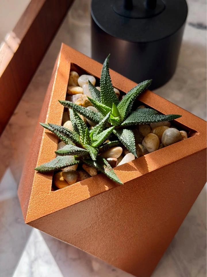 Geometric Copper Planter with succulent - photo 2
