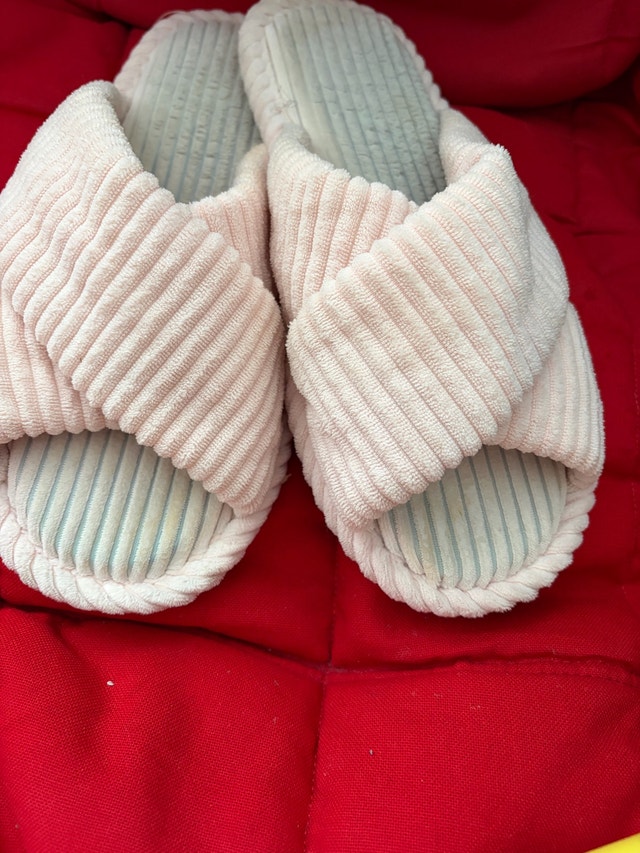 Pink Corduroy Slippers