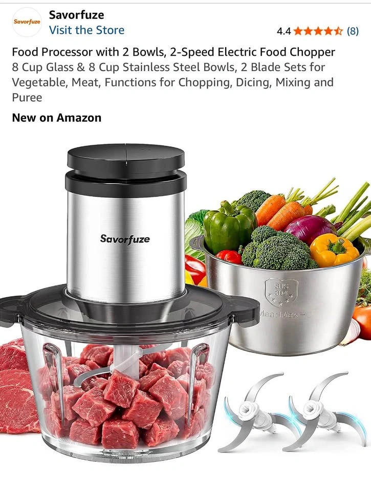 Electric Meat Grinder, Food Processor with 2 Bowls