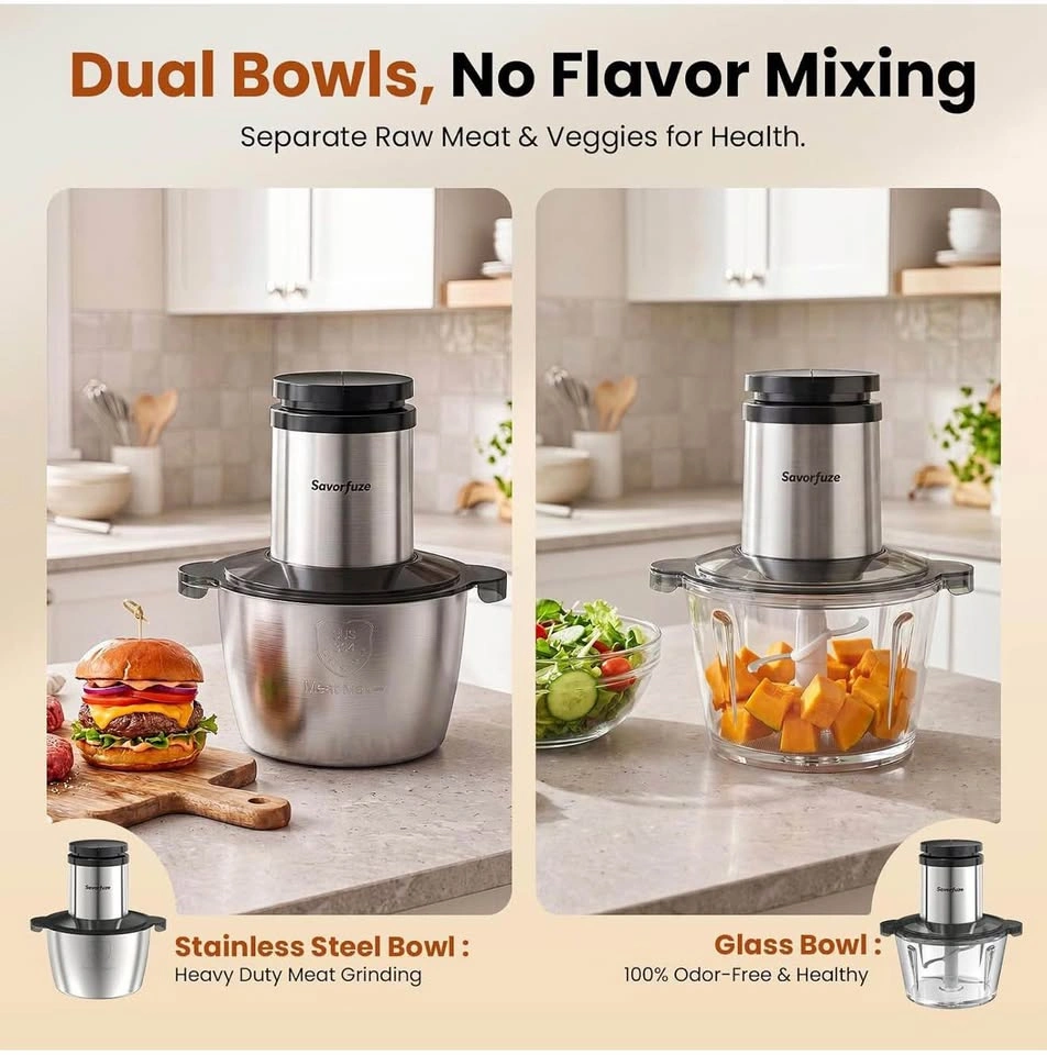 Electric Meat Grinder, Food Processor with 2 Bowls - photo 4
