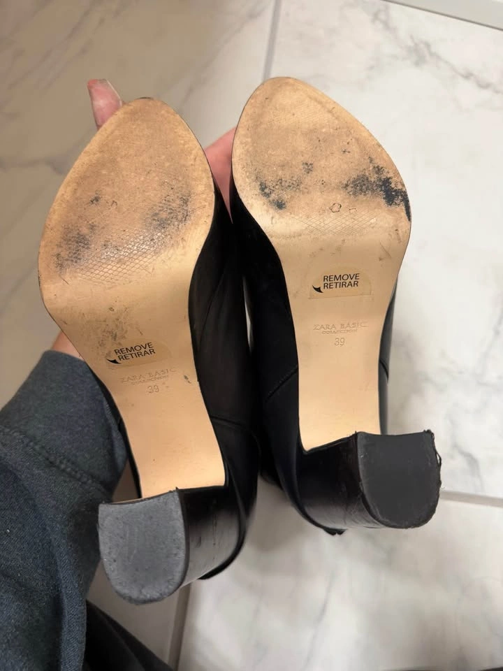 Zara women’s leather heeled boots (8) - photo 4