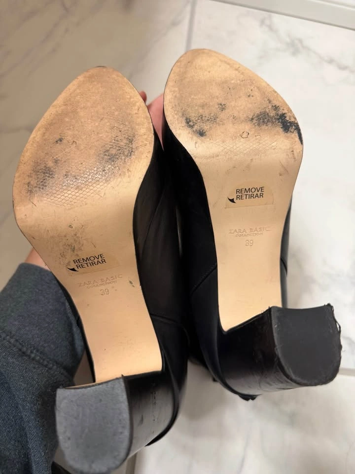 Zara women’s leather heeled boots (8) - photo 5