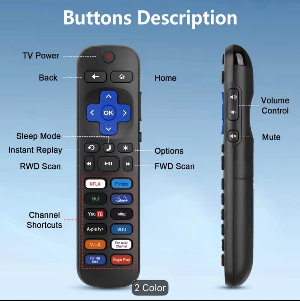 12 shortcut buttons Replacement Remote Control for Roku TV - photo 3