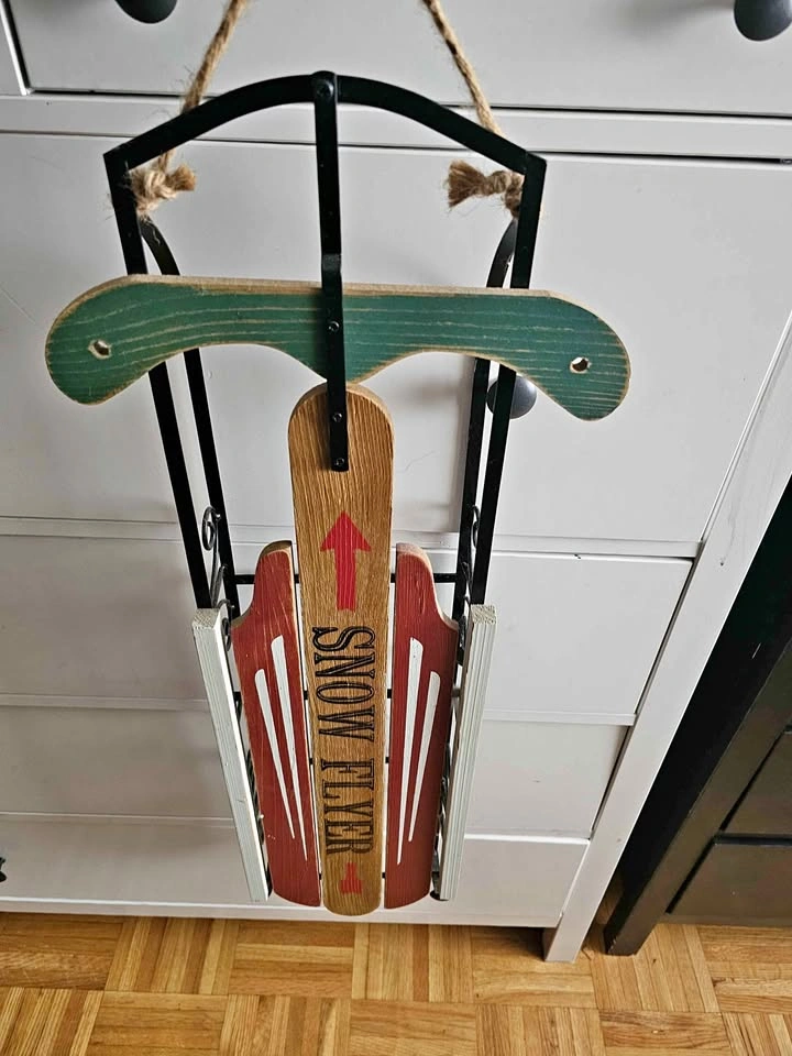 Vintage-Style Wooden "Snow Flyer" Sled Wall Decor