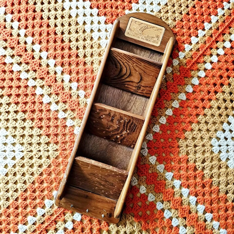 70s Duck Carving Vintage Wooden Mail Organizer & Key Rack