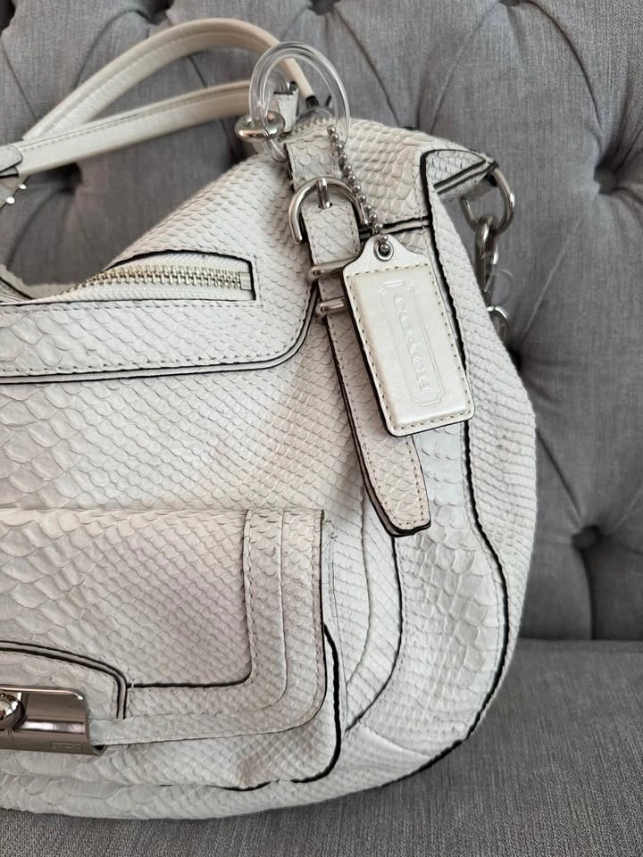 Large Coach Kristin Python Satchel - photo 2