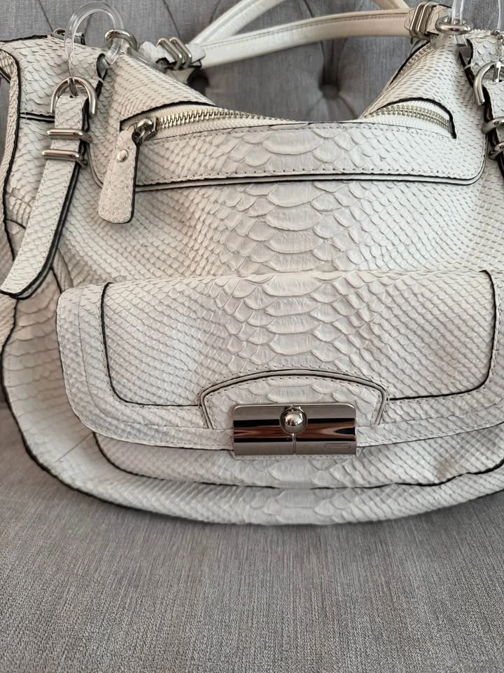 Large Coach Kristin Python Satchel - photo 4
