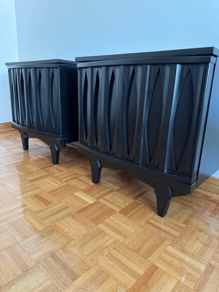 Stunning Vintage Sculptural Black Nightstands | Pair - photo 2