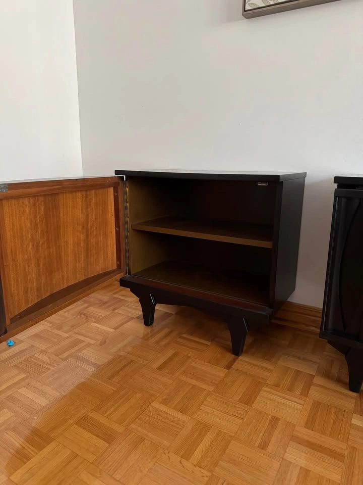Stunning Vintage Sculptural Black Nightstands | Pair - photo 3