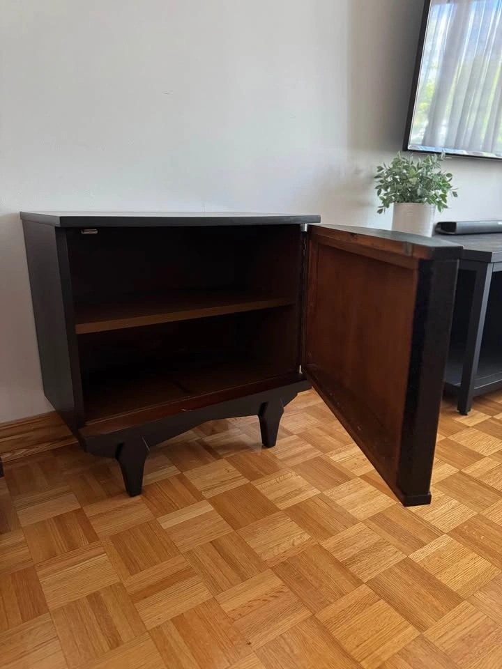Stunning Vintage Sculptural Black Nightstands | Pair - photo 4