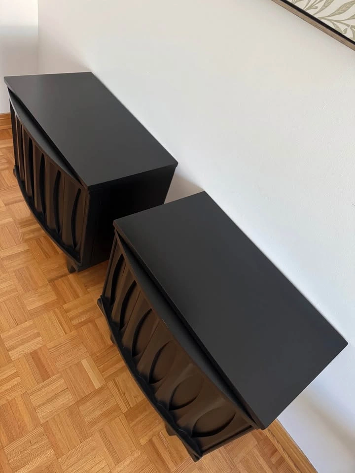 Stunning Vintage Sculptural Black Nightstands | Pair - photo 5