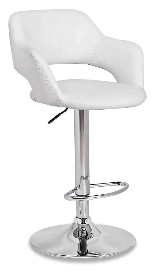 2 White leather/metal adjustable height barstools