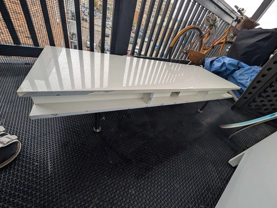 Wood and metal TV bench - photo 3